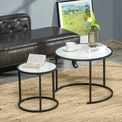 Round Nesting Coffee Table Set of 2 – White
