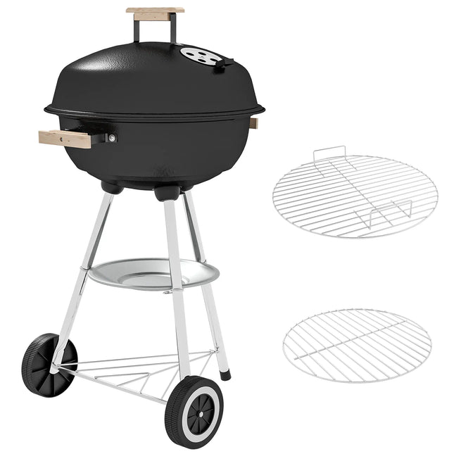 Round Portable Charcoal BBQ Grill with Wheels