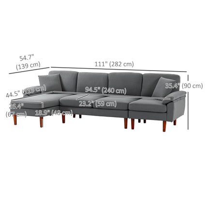 L-Shaped Sectional Sofa with Changeable Chaise Lounge – Dark Grey