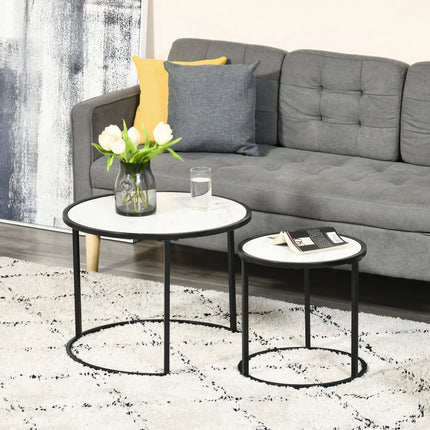 Round Nesting Coffee Table Set of 2 – White