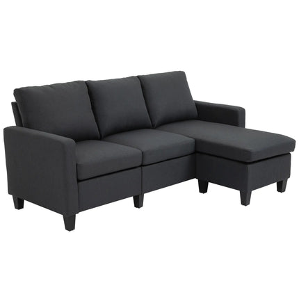 Modern L-Shaped Sectional Sofa with Chaise Lounge – Dark Grey