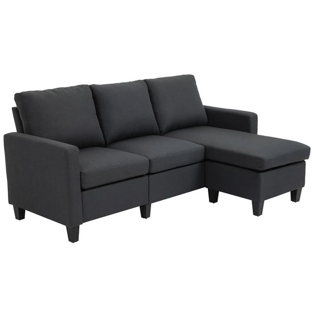 Modern L-Shaped Sectional Sofa with Chaise Lounge – Dark Grey