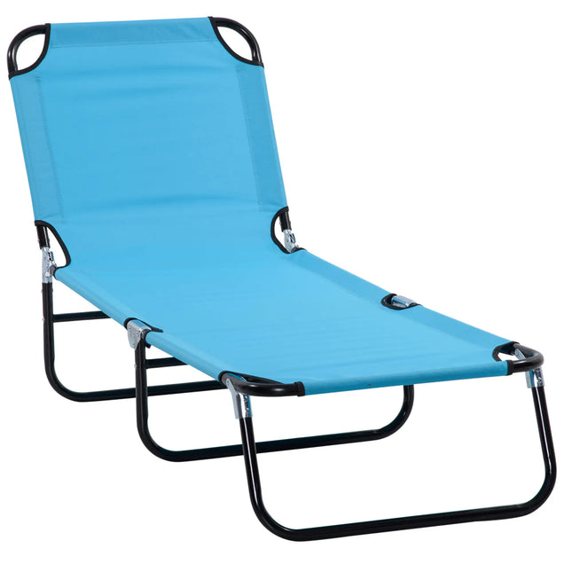 Folding Outdoor Mesh Lounge Chair – Light Blue - Toronto Liquidation Company