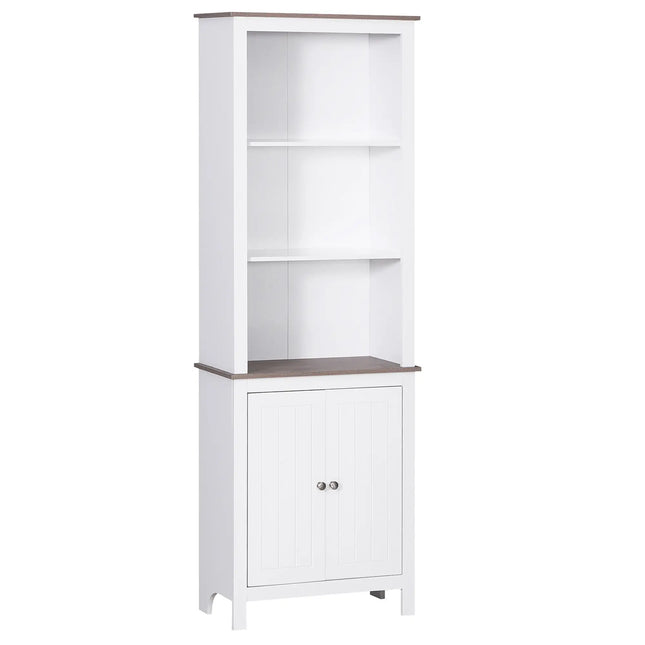 69” Bathroom Storage Cabinet with Double Door Cupboard – White