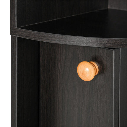 5-Tier Corner Bookcase with Cabinet – Black