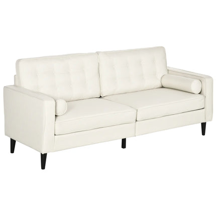 Mid-Century 2-Seater Sofa – Pearl White