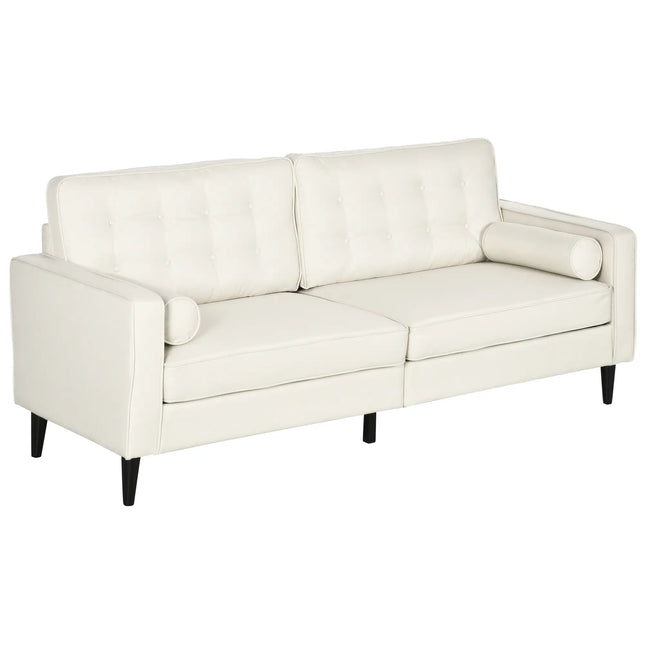 Mid-Century 2-Seater Sofa – Pearl White