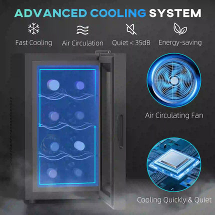 8 Bottle Wine Cooler Refrigerator with Temperature Control – Black