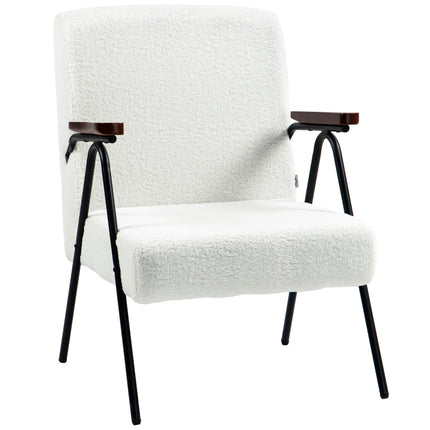 Modern Fuzzy Felt Accent Chair - White