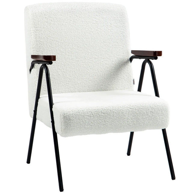Modern Fuzzy Felt Accent Chair - White