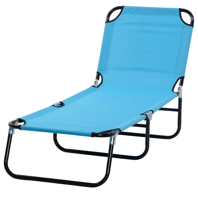 Folding Outdoor Mesh Lounge Chair – Light Blue