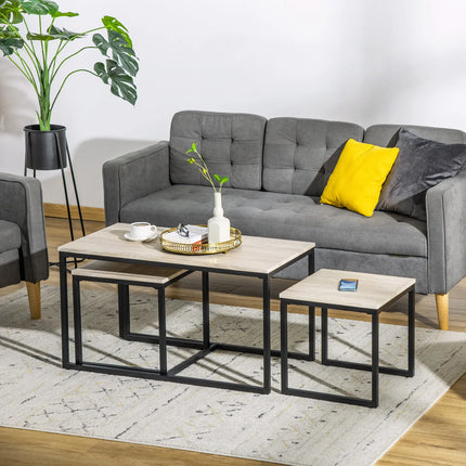 Nesting Coffee Table Set of 3 – Natural Wood