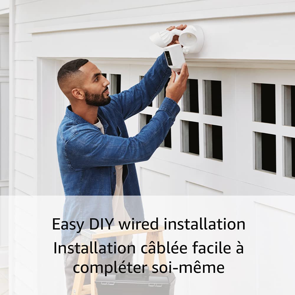 Ring Floodlight Cam Wired Plus with motion-activated 1080p HD video - White - Open Box - Toronto Liquidation Company