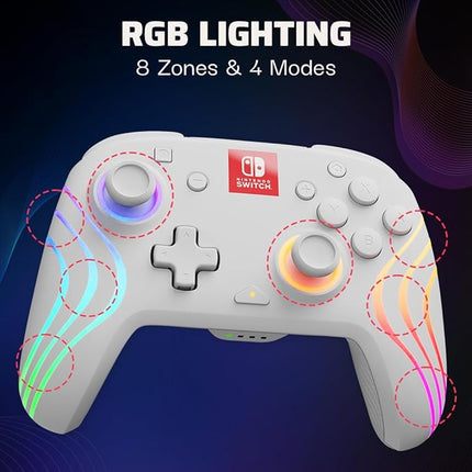 PDP Afterglow Wave Wireless Pro Controller with Full Motion for Nintendo Switch - White