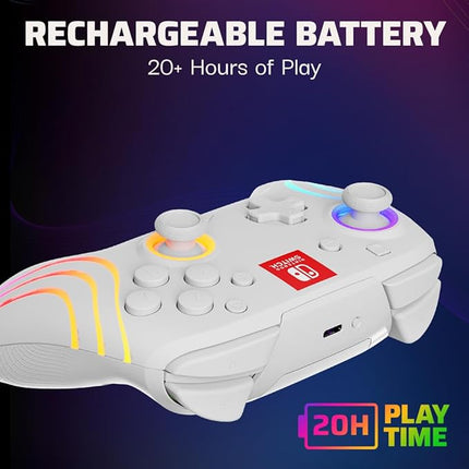 PDP Afterglow Wave Wireless Pro Controller with Full Motion for Nintendo Switch - White