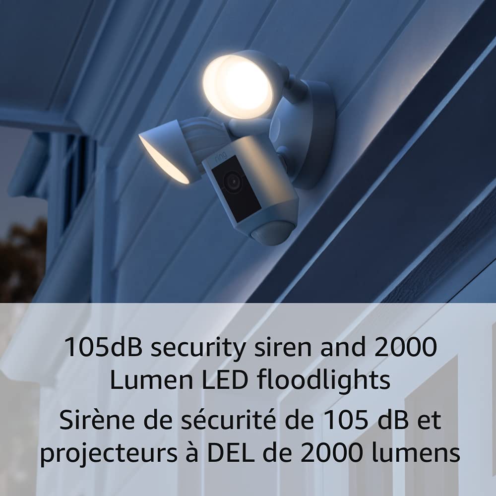 Ring Floodlight Cam Wired Plus with motion-activated 1080p HD video - White - Open Box - Toronto Liquidation Company