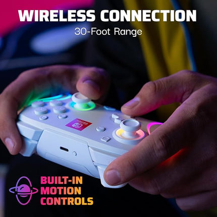 PDP Afterglow Wave Wireless Pro Controller with Full Motion for Nintendo Switch - White