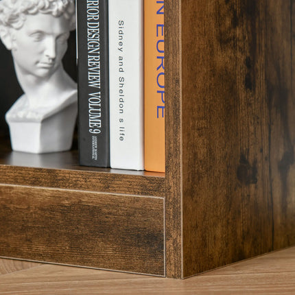 Rustic Square Bookshelf with Cubby Storage - Wood Brown