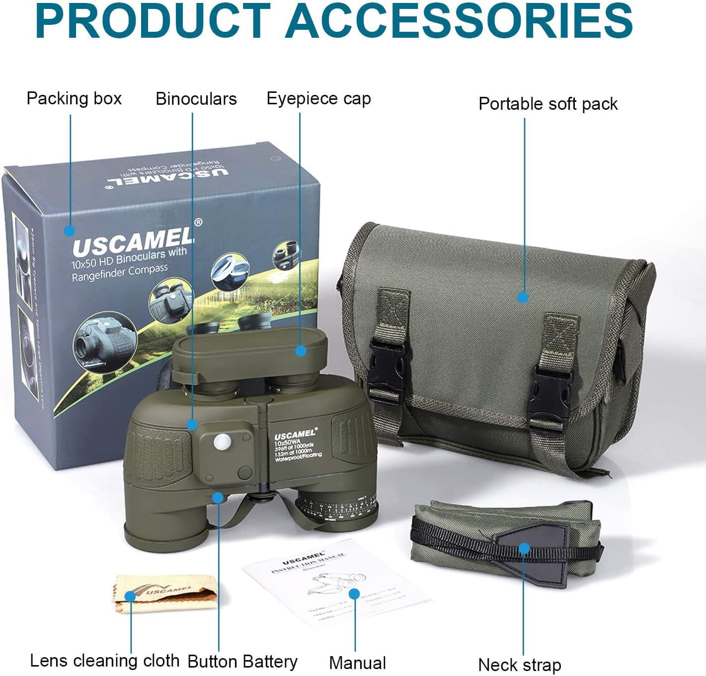 USCAMEL 10X50 Marine Binoculars for Adults with Rangefinder Compass - Toronto Liquidation Company