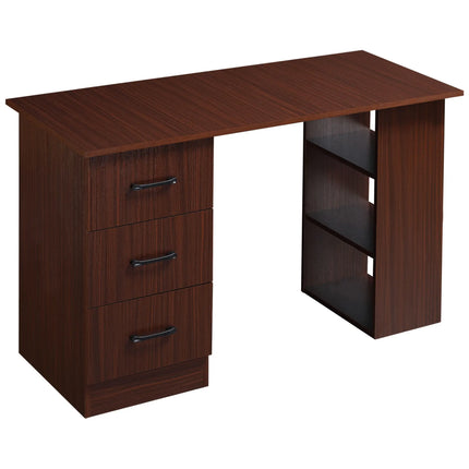 Office Desk with 3-Tier Storage Shelves – Walnut