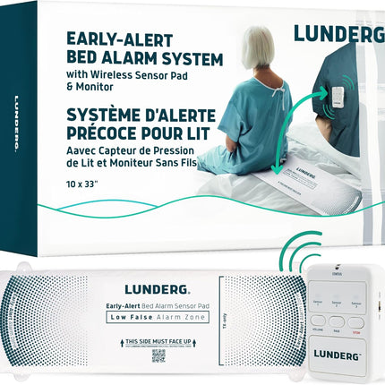 Lunderg Early Alert Bed Alarm for Elderly Adults - Wireless Sensor Pad & Pager
