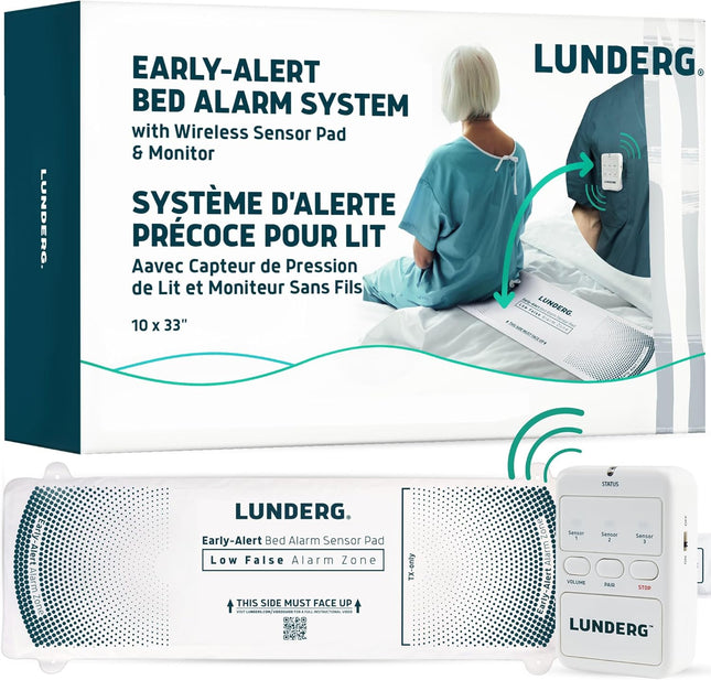 Lunderg Early Alert Bed Alarm for Elderly Adults - Wireless Sensor Pad & Pager