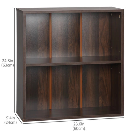 Classic Square Low Bookshelf - Dark Brown