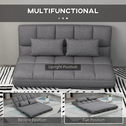 Modern Foldable 2-Seater Floor Sofa Bed – Light Grey