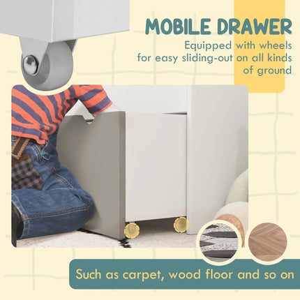 Kids Bookshelf with 3-Tier Display Shelves and Drawer – White