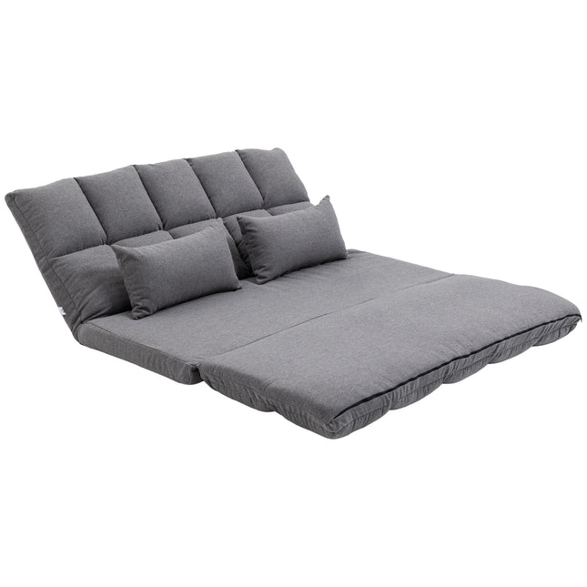 Modern Foldable 2-Seater Floor Sofa Bed – Light Grey