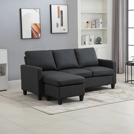 Modern L-Shaped Sectional Sofa with Chaise Lounge – Dark Grey