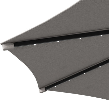 10ft Adjustable Outdoor Patio Offset Umbrella with LED Lights – Beige