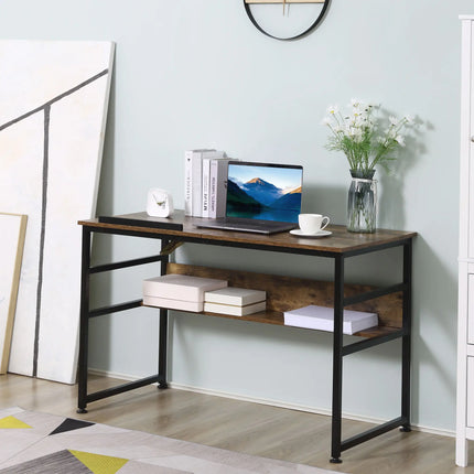 Adjustable Drafting Table with Folding Top and Storage – Rustic Brown