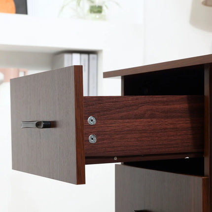 Office Desk with 3-Tier Storage Shelves – Walnut