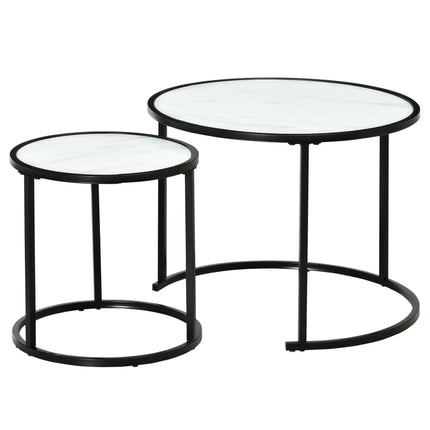 Round Nesting Coffee Table Set of 2 – White