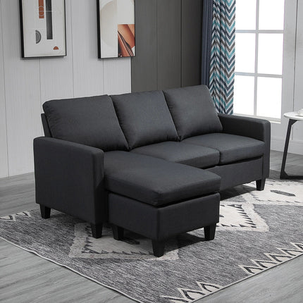 Modern L-Shaped Sectional Sofa with Chaise Lounge – Dark Grey