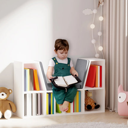 Modern 6 Shelf Modular Bench and Bookcase - White