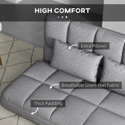 Modern Foldable 2-Seater Floor Sofa Bed – Light Grey