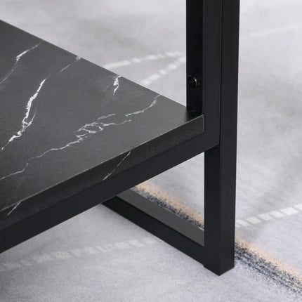 2-Tier Coffee Table with Storage Shelf – Black