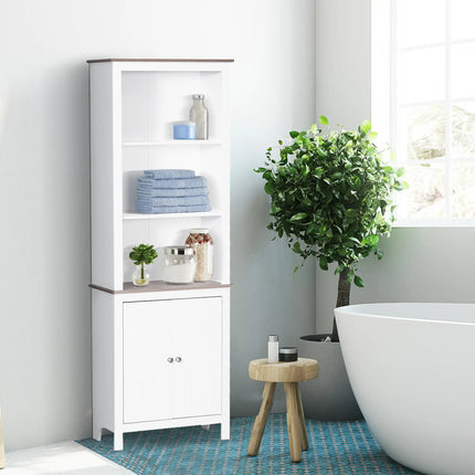 69” Bathroom Storage Cabinet with Double Door Cupboard – White