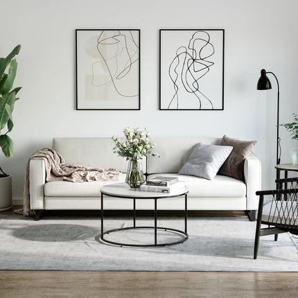 Round Coffee Table with Metal Frame – White