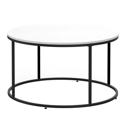 Round Coffee Table with Metal Frame – White