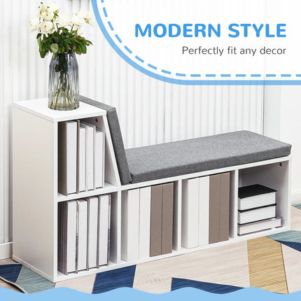 Multi-Purpose Bookshelf with 5 Cubes and Reading Nook – Grey