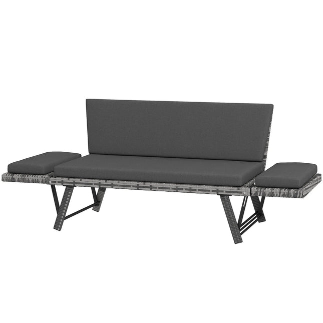 Outdoor Patio Rattan Wicker Loveseat and Chaise Lounge – Dark Grey