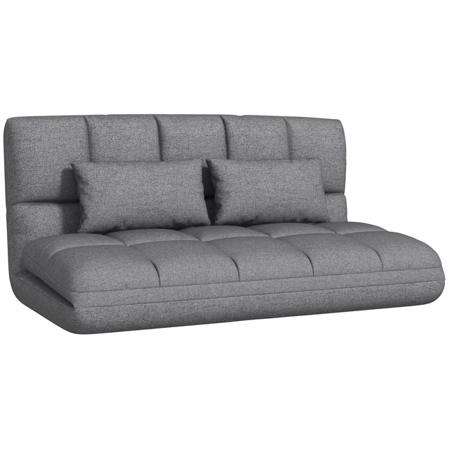 Modern Foldable 2-Seater Floor Sofa Bed – Light Grey
