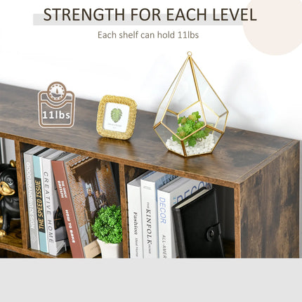 Rustic Square Bookshelf with Cubby Storage - Wood Brown