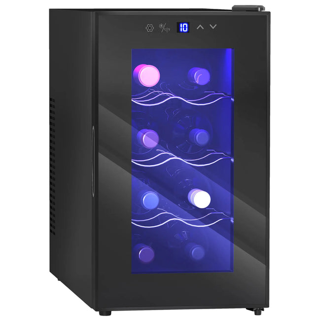 8 Bottle Wine Cooler Refrigerator with Temperature Control – Black