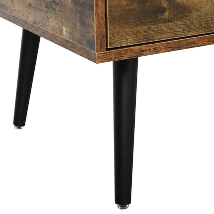 Retro Coffee Table with Storage Shelf and Drawer – Rustic Brown