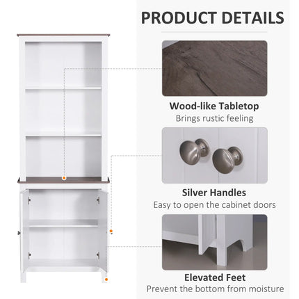 69” Bathroom Storage Cabinet with Double Door Cupboard – White