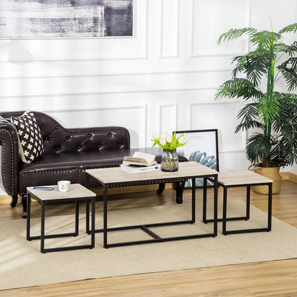 Nesting Coffee Table Set of 3 – Natural Wood